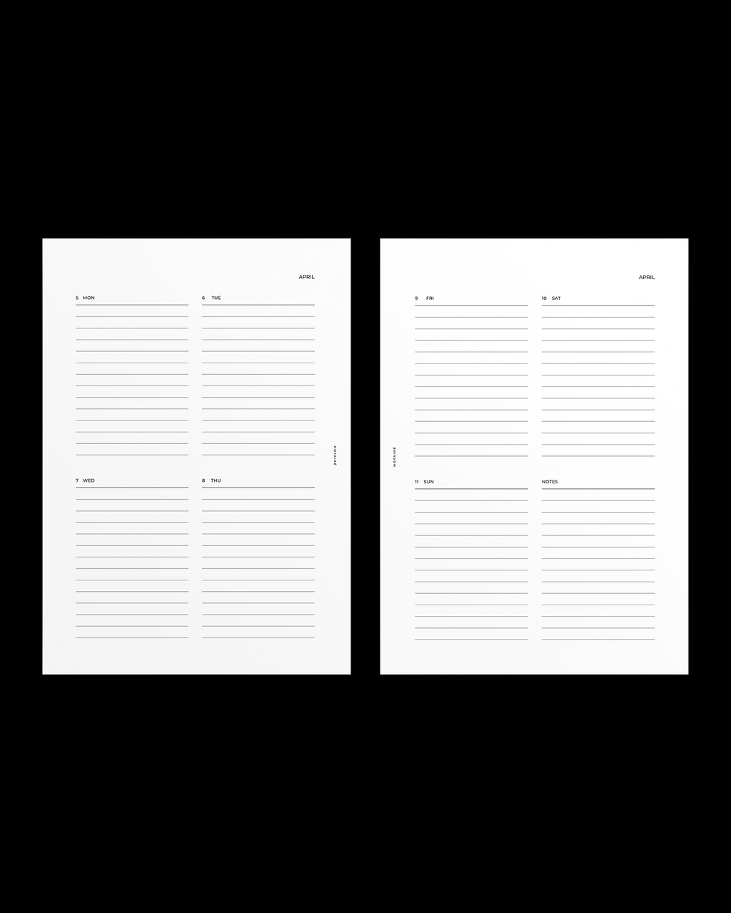 Two Notairé planner inserts weekly dated 2027 planner pages