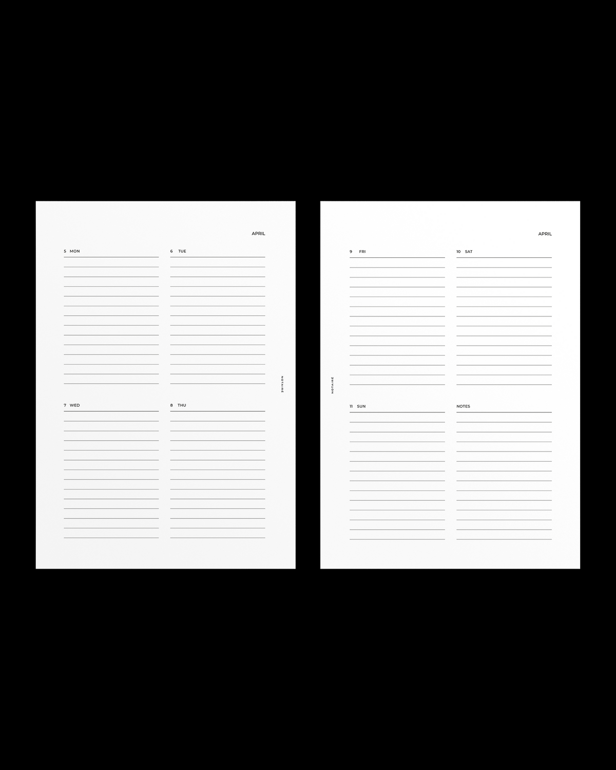 Two Notairé planner inserts weekly dated 2027 planner pages