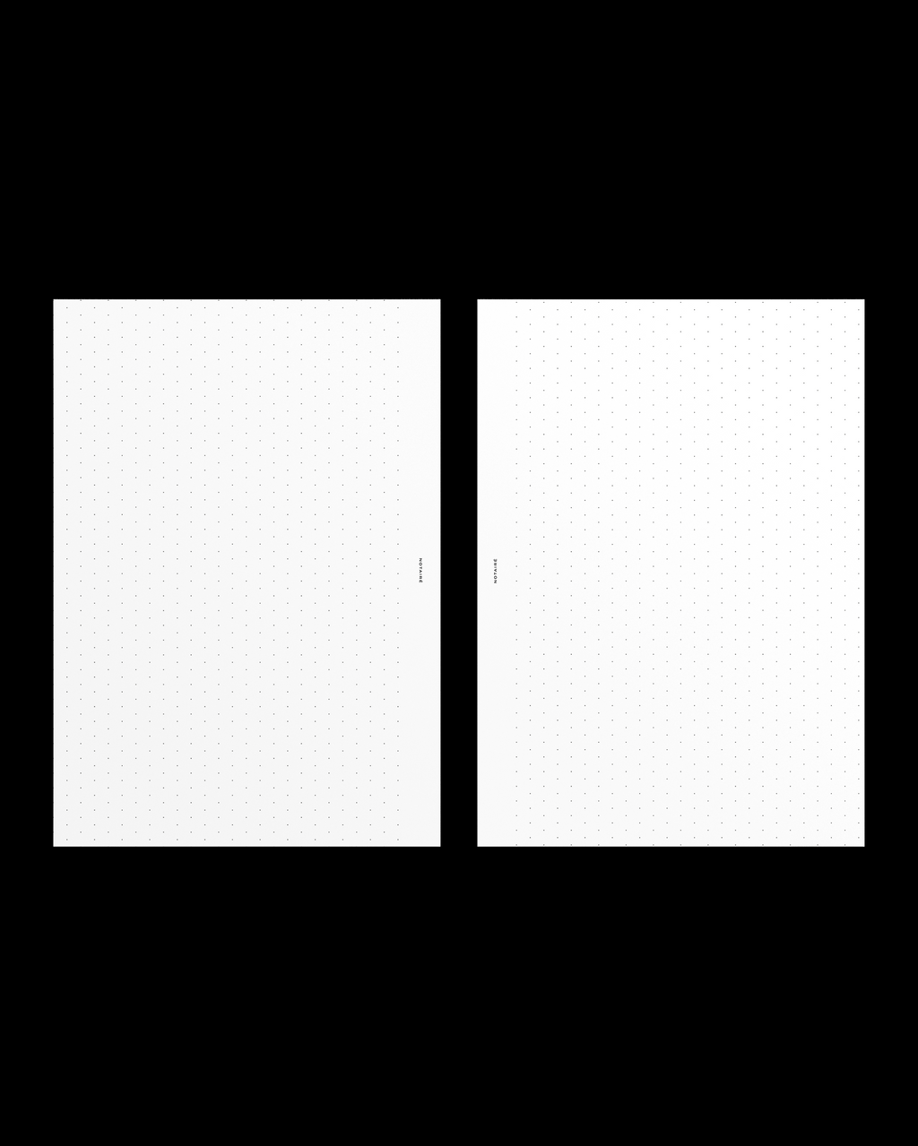 Two white Notairé A5 size paper inserts with dotted grid.